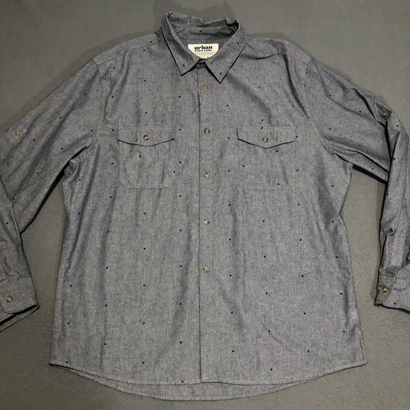 Urban Pipeline Button Up Shirt Mens‎ XXL 2XL Blue Long Sleeve Collar - Picture 1 of 6